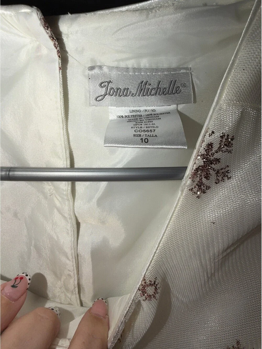 Girls Size 10 Gorgeous Dress by Jona Michelle | Cream with Rose Gold Snowflakes